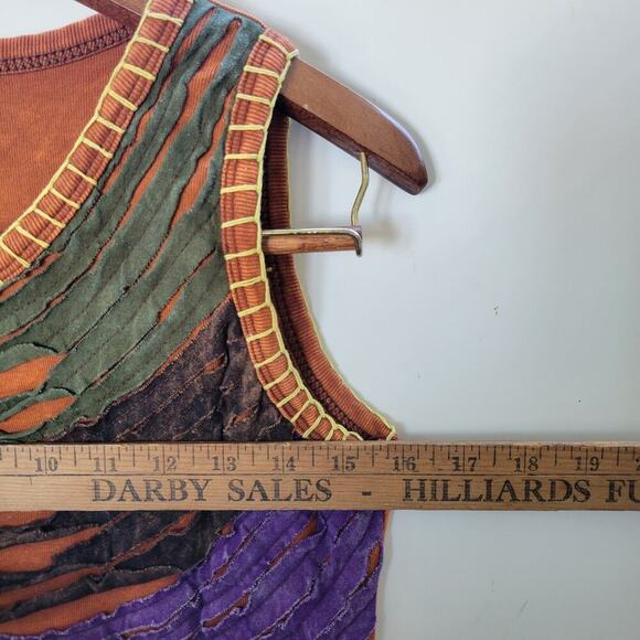 KPC Made In Nepal 100% Cotton Multicolored Razor Cut Hand Embroidered Dress- XL - Picture 3 of 11